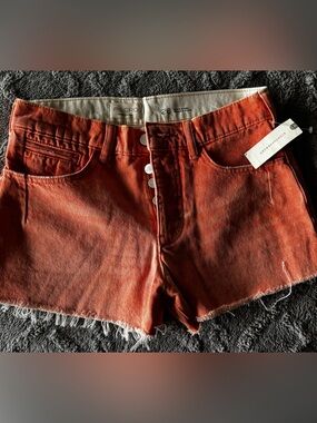 Pilcro Burnt Orange Button-Front Denim Shorts